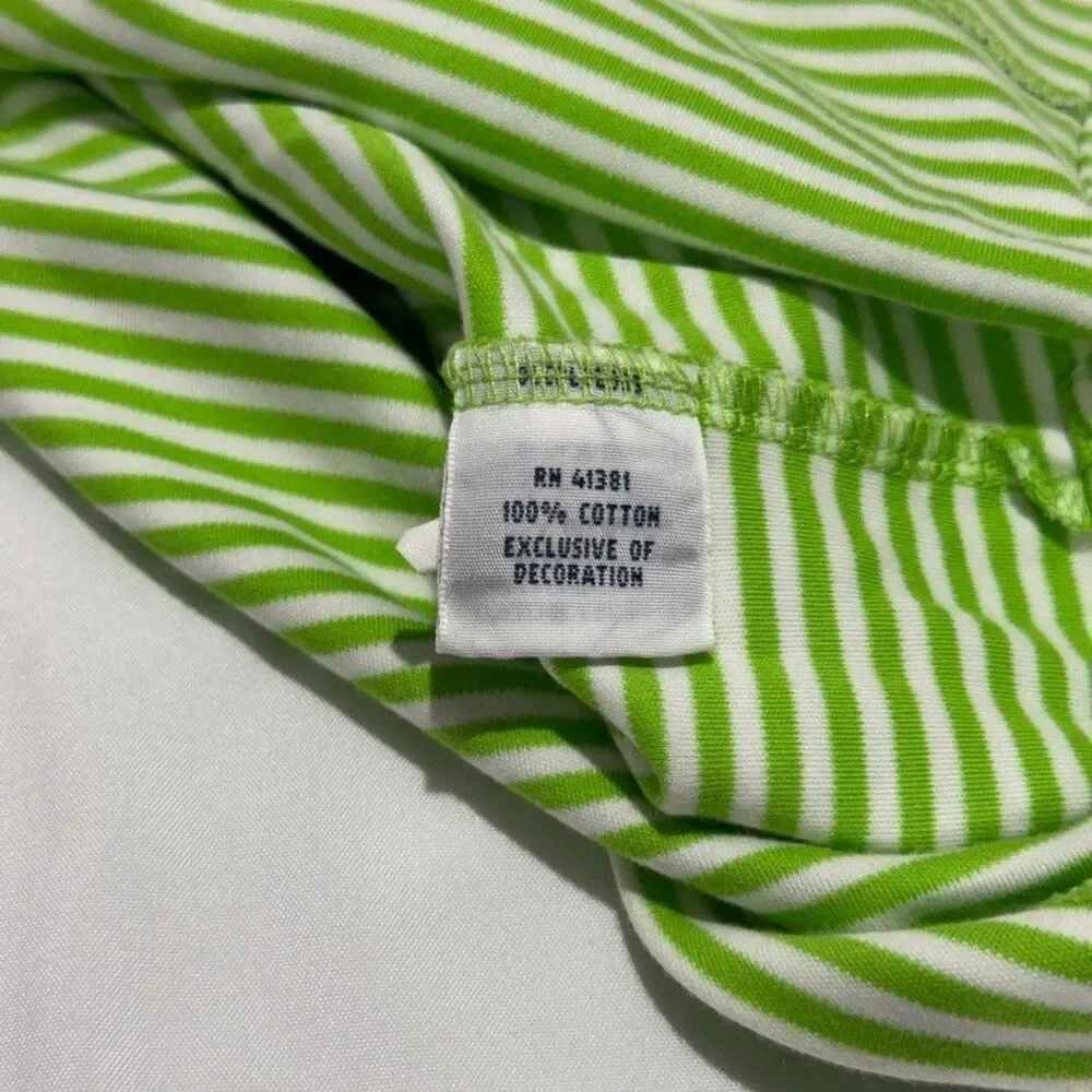 Polo Ralph Lauren Pima Cotton Striped Polo Shirt Men’s M Lime Green White
